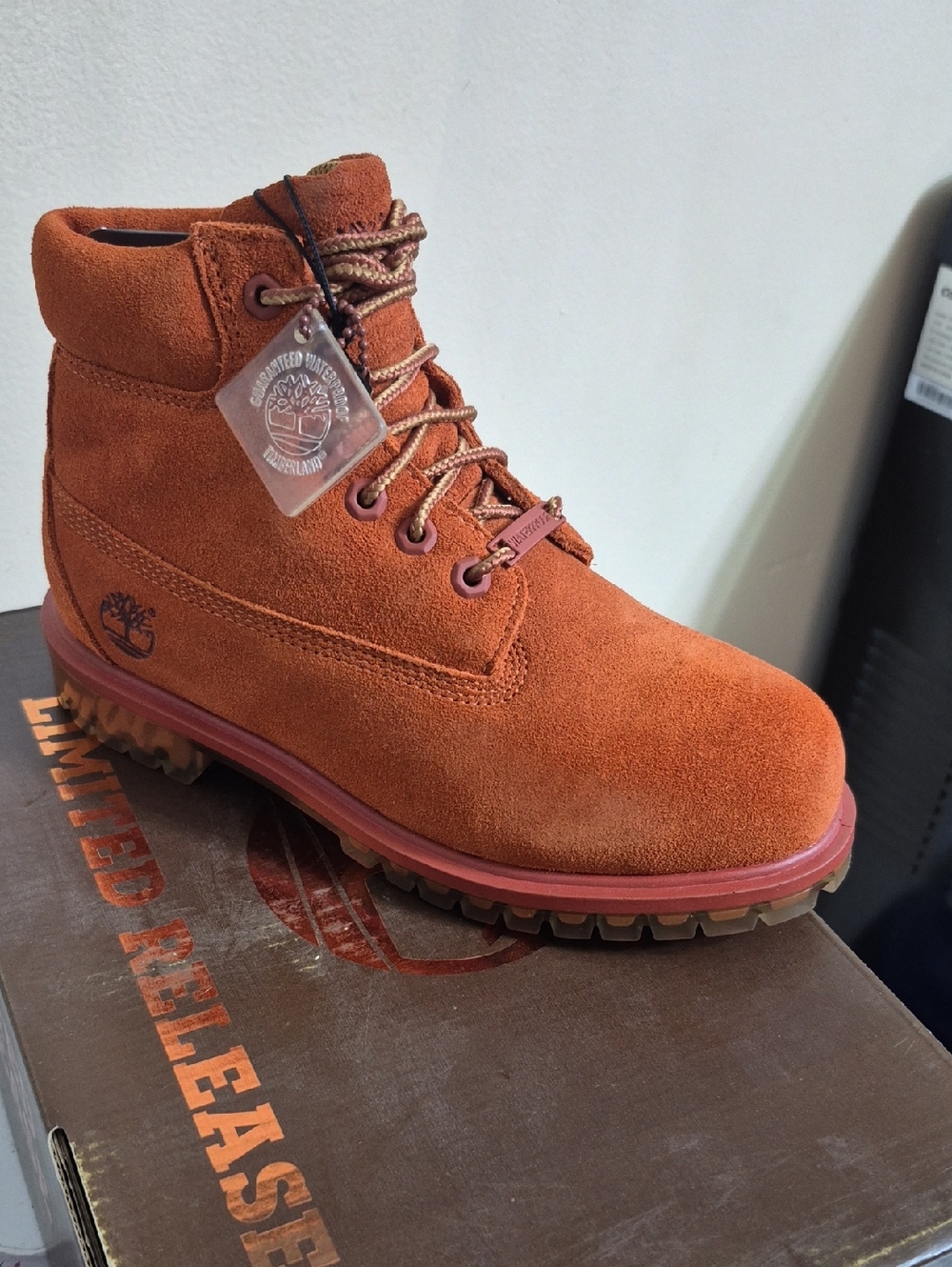 Timberland Orange Suede Lace-Up Ankle Boot